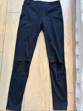 David Lerner Black Kids Leggings with Knee Slits